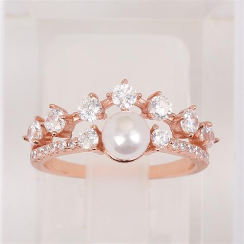 Natural pearl rings with rose gold plating for wholesale from China factory